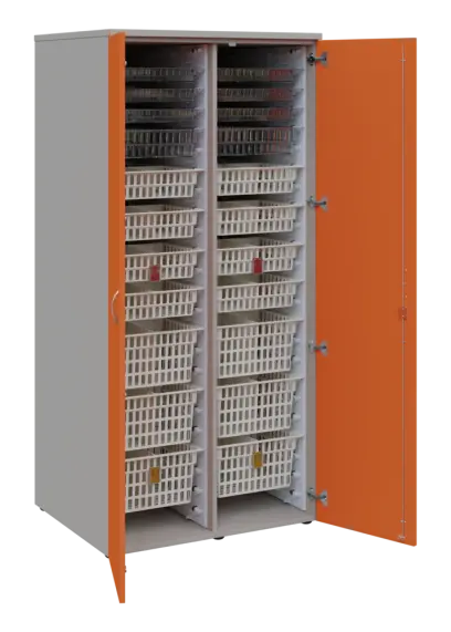 EUROMEDICA D - 90 skříň léková boxová, 2-dveřová, 1950x900x735, korpus šedý, dvířka mandarinka